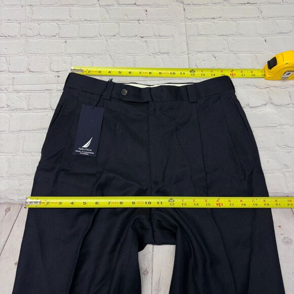 NWT Vintage Nautica Men Wool Cashmere Flannel Pants Size 32x32 Pleated D050 -11 - Picture 2 of 16